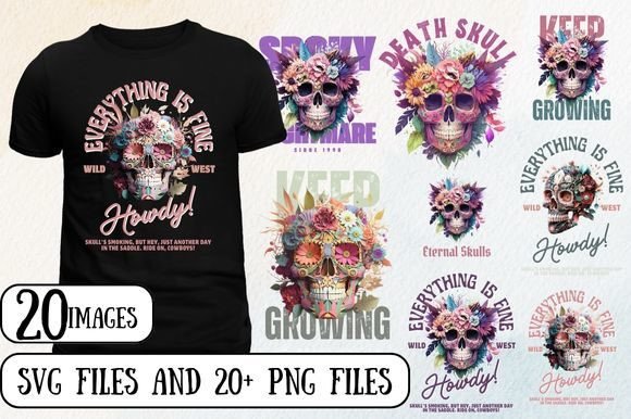20 Sugar Skull Graphics for Unique T-Shirt Designs