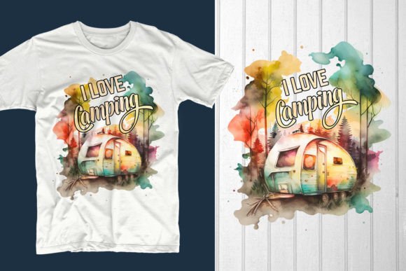 I Love Camping Design for T-Shirt Graphics