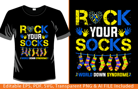 Rock Your Socks Down Syndrome Day Graphics for T-Shirt Designs
