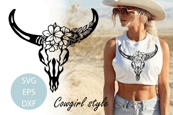 Wild West Cow Skull Graphics for Editorial & T-Shirt Designs